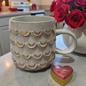 Starbucks 2016 Anniversary Gray Gold Mermaid Scales Mug 10 oz Textured Cup 10 oz